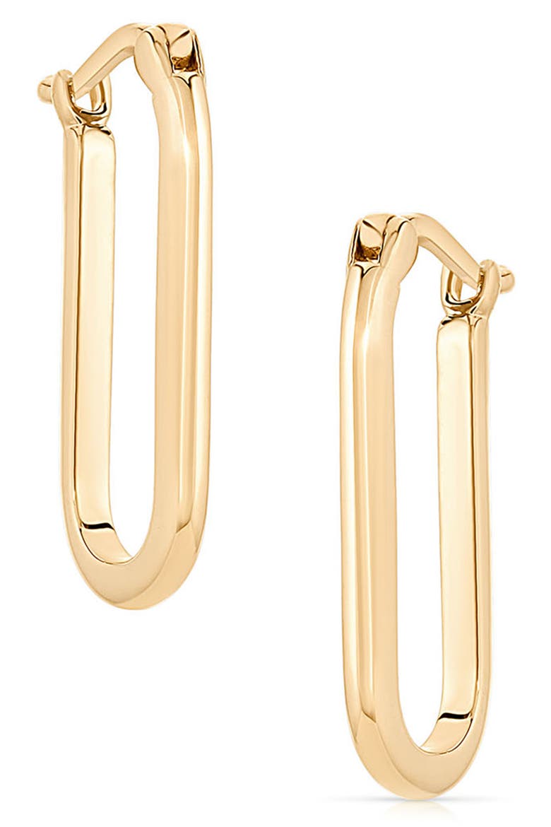 Nadine Elongated Hoop Earrings, Main, color, 14K GOLD PLATED