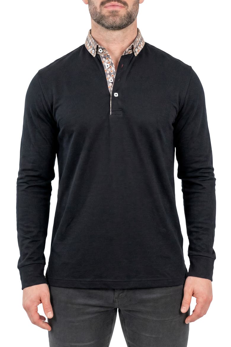 Newton Long Sleeve Polo, Main, color, BLACK