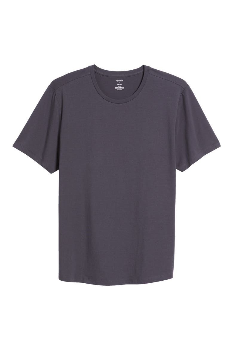 Crewneck Stretch Cotton T-Shirt, Alternate, color, GREY STONEHENGE