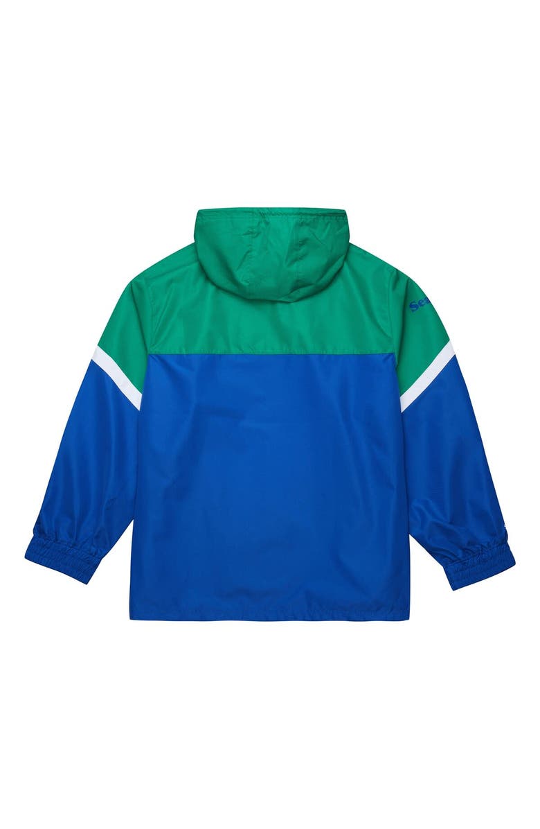 Mitchell & Ness Men's Mitchell & Ness Green/Royal Seattle Seahawks Tie Breaker Vintage Logo Lightweight Anorak Half-Zip Windbreaker, Alternate, color, 