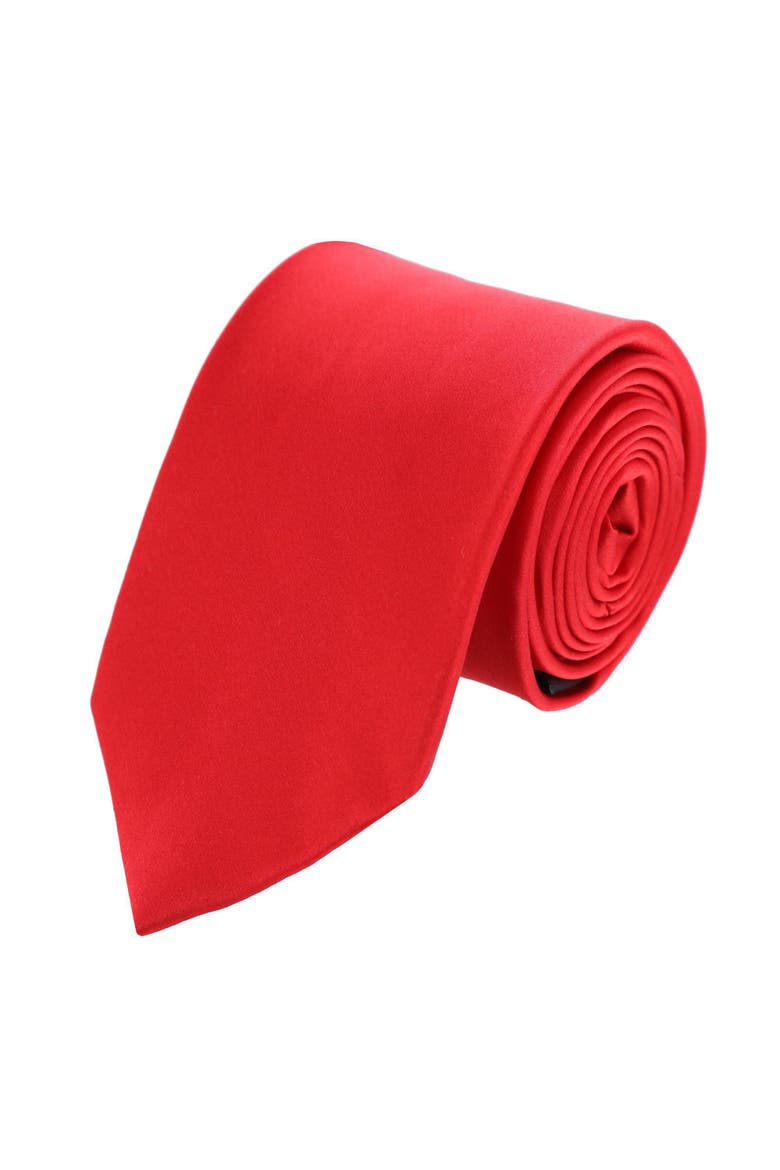 Sutton Solid Color Silk Necktie, Main, color, Red