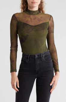 AllSaints Elia Colca Mesh Mock Neck Bodysuit