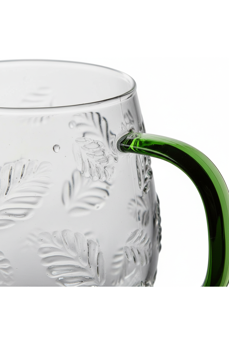 Botanical Glass Mug Green Glass Everyday, Alternate, color, Green