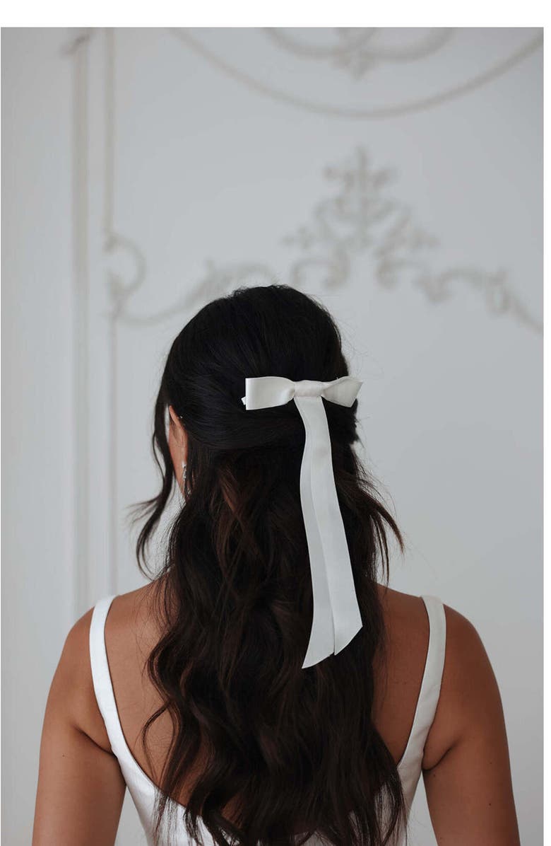 Untamed Petals Blair Satin Bow, Alternate, color, Ivory