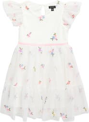 Zunie Kids' Embroidered Mesh Party Dress