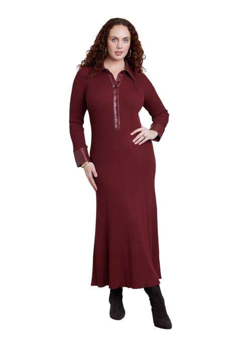 Faux Leather Detail Sweater Dress (plus)
