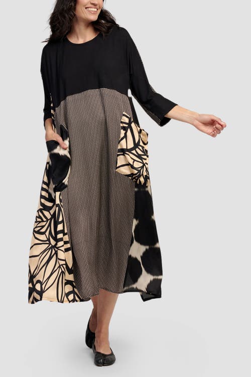 ALEMBIKA ALEMBIKA SERENE PRINT MIXED MEDIA MAXI DRESS 
