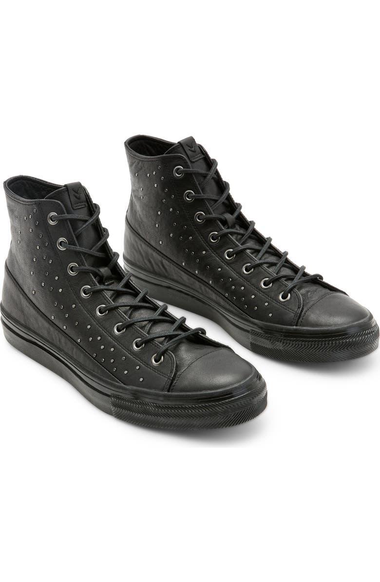 John Varvatos 315 Vulcanized Studded High Top Sneaker, Main, color, Black