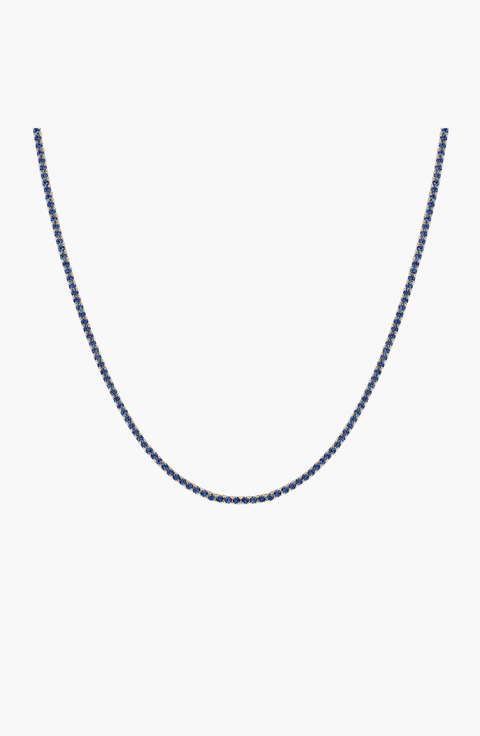 Lab Grown Blue Sapphire Tennis Necklace