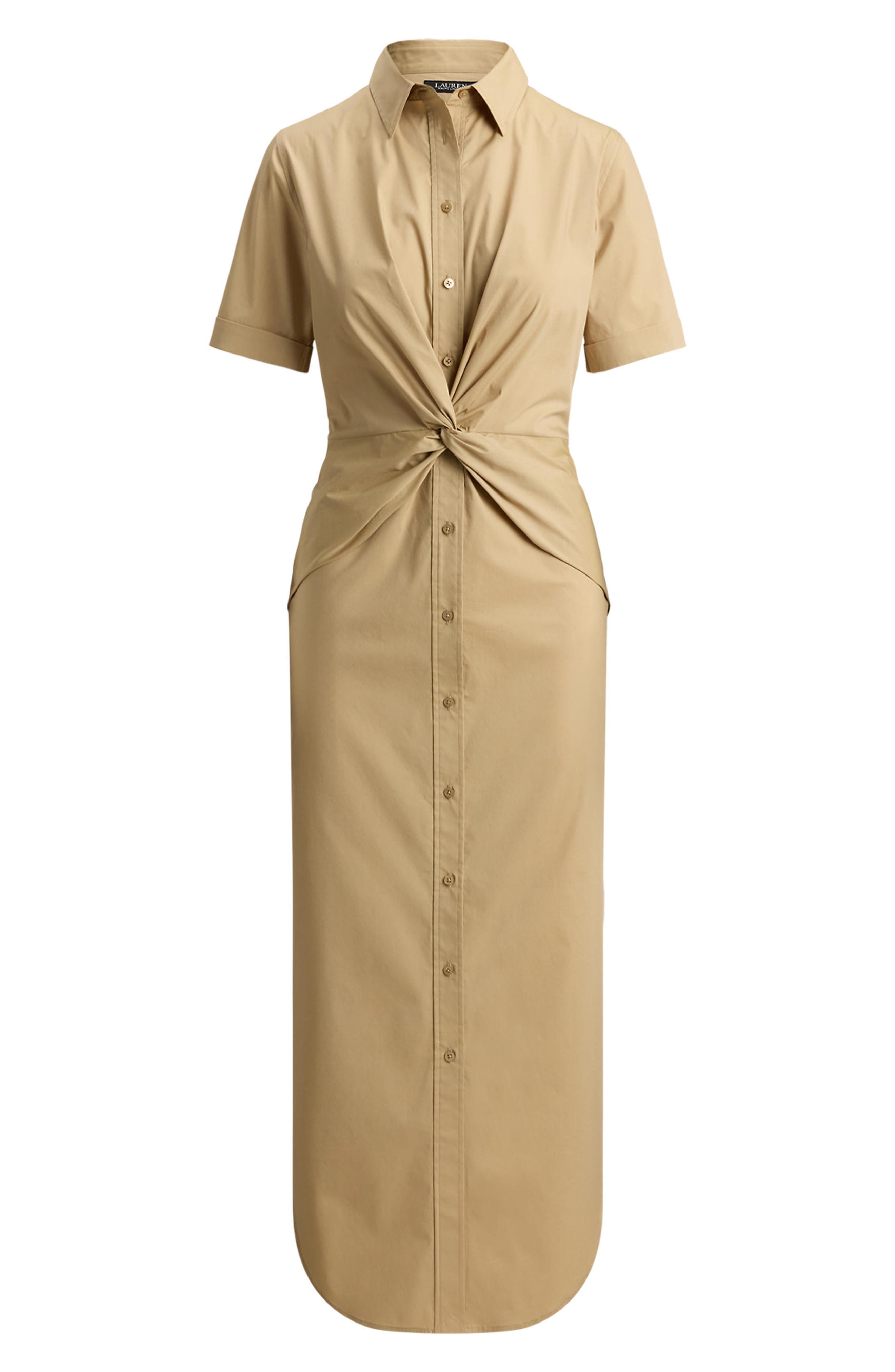 lauren ralph lauren cotton blend shirt dress Ralph Lauren Belted Cotton-Blend Shirtdress
