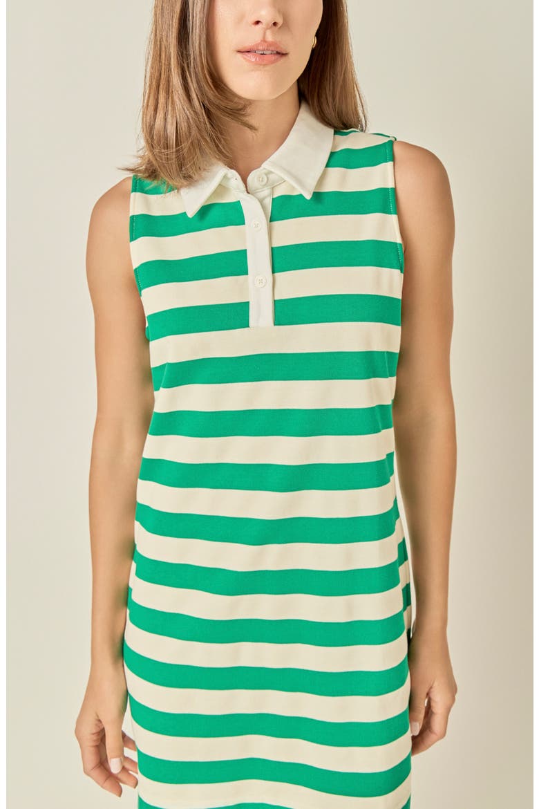 Striped Sleeveless Knit Minidress, Alternate, color, GREEN/ WHITE STRIPE
