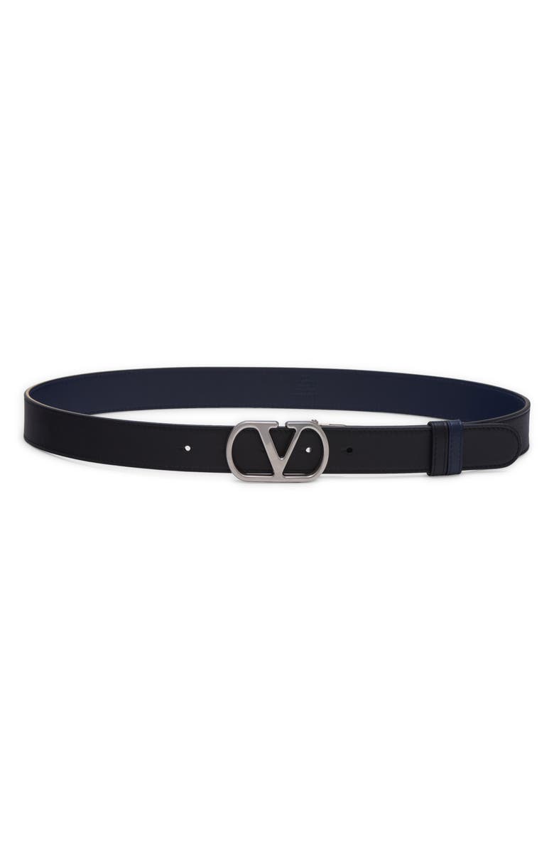 Valentino Garavani VLOGO Reversible Leather Belt, Alternate, color, Black/ Blue