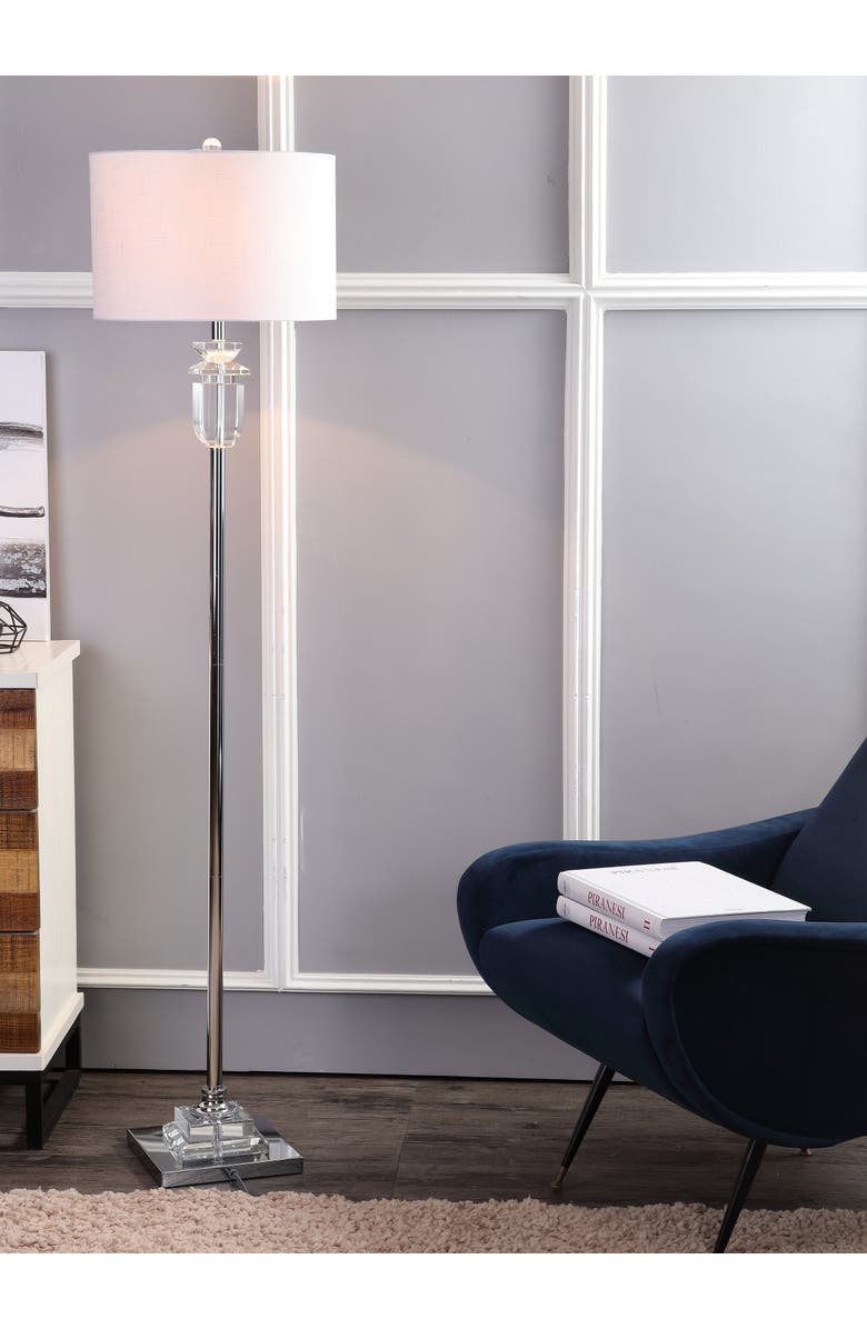 JONATHAN Y Aria Crystal/Metal LED Floor Lamp, Main, color, Clear/Chrome
