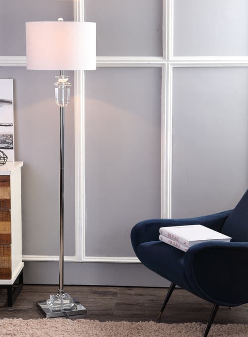 Jonathan Y Aria 63" Crystal/metal Led Floor Lamp In Clear/chrome