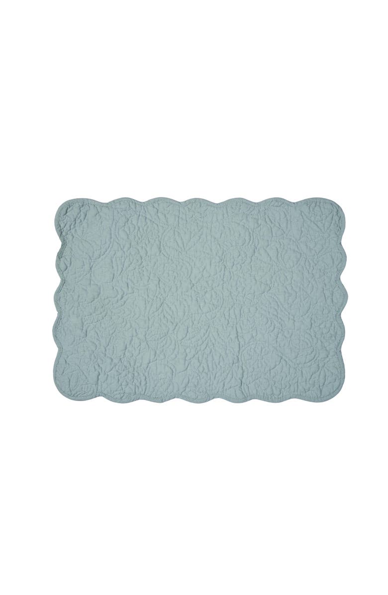 C&F Home Christiana Breeze Reversible Machine Washable Scallop Quilt Placemats Set of 6, Alternate, color, Blue
