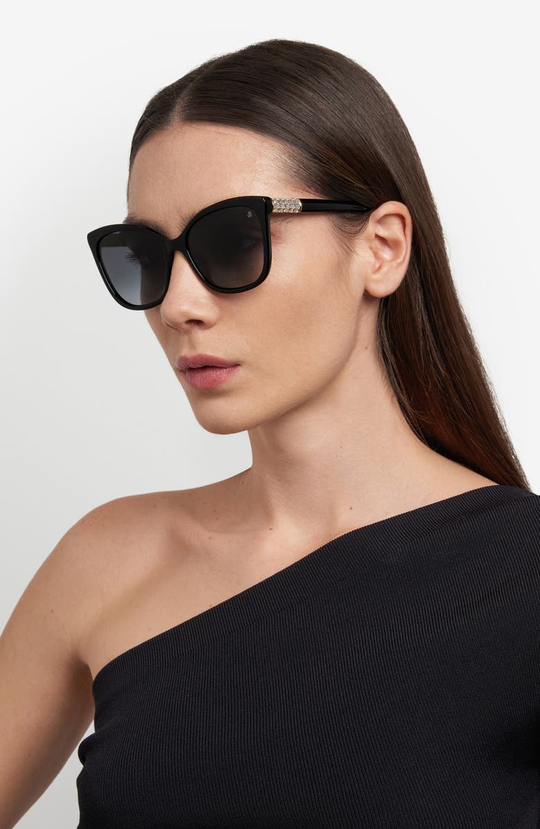 Stuart Weitzman 56mm Gradient Butterfly Sunglasses, Alternate, color, Black