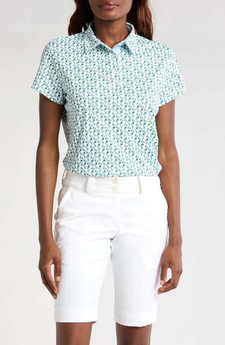 Swannies Tori Print Polo Shirt, Main, color, Sage