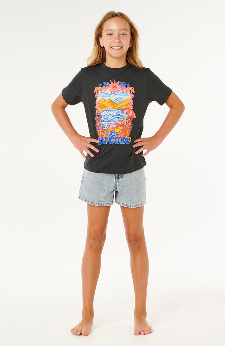 Rip Curl Kids' Sunshine Squad Cotton Graphic T-Shirt, Alternate, color, Washed Black