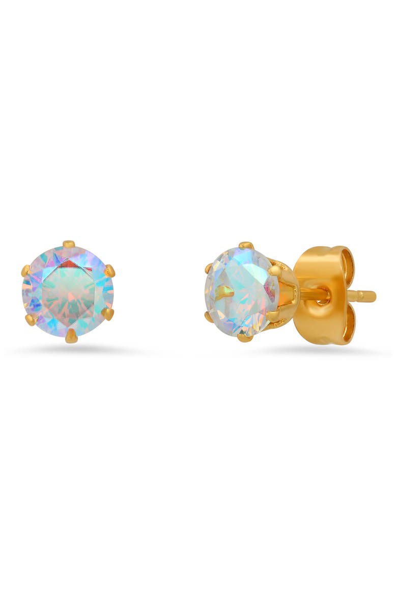 18K Yellow Gold Plated Stainless Steel AB Simulated Diamond Stud Earrings, Main, color, YELLOW
