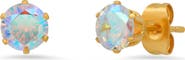 STEELTIME HMY JEWELRY 18K Yellow Gold Plated Stainless Steel AB Simulated Diamond Stud Earrings