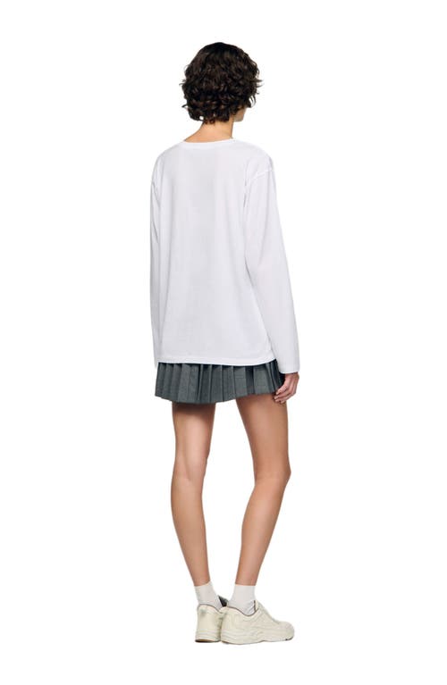 Sandro Ezrane Embroidered Long Sleeve Tee In White