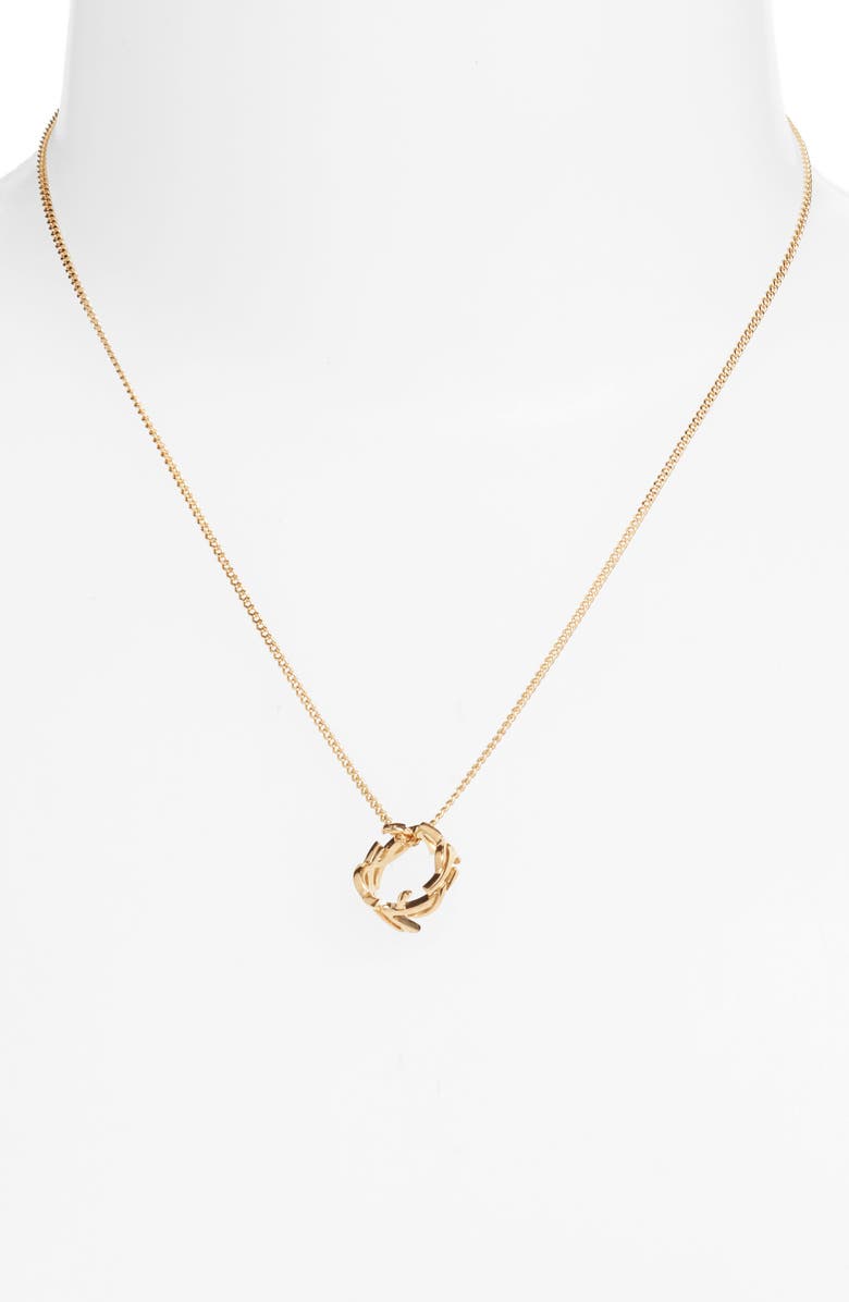 Saint Laurent Thin Twist Charm Pendant Necklace, Alternate, color, Metal