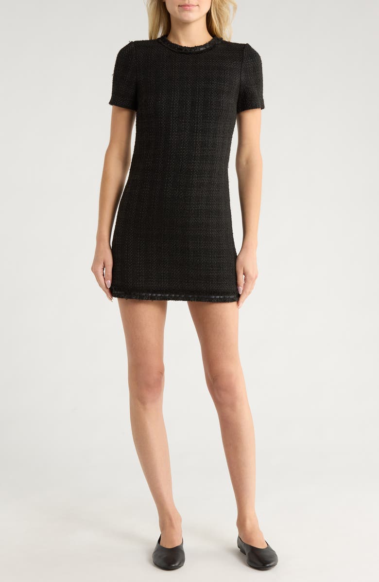 Alice + Olivia Tweed Minidress, Main, color, Black