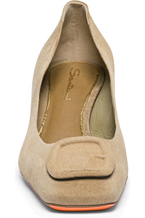 Santoni Suede Low-heel Pump In Sand
