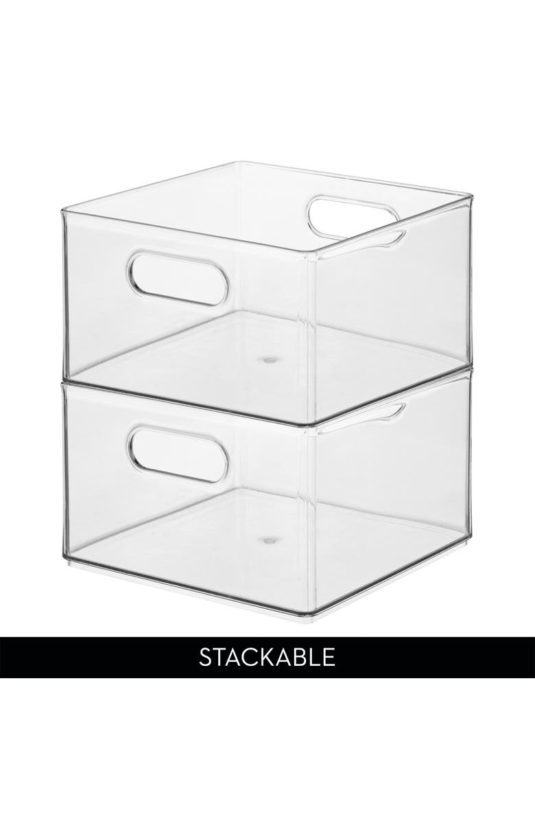 iDesign Plastic Storage Bin with Handles for Household Storage - Set of 4, Alternate, color, Clear