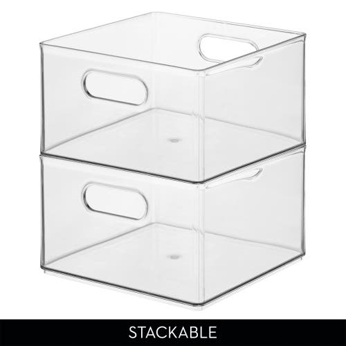 Idesign Plastic Storage Bin With Handles For Household Storage In Transparent