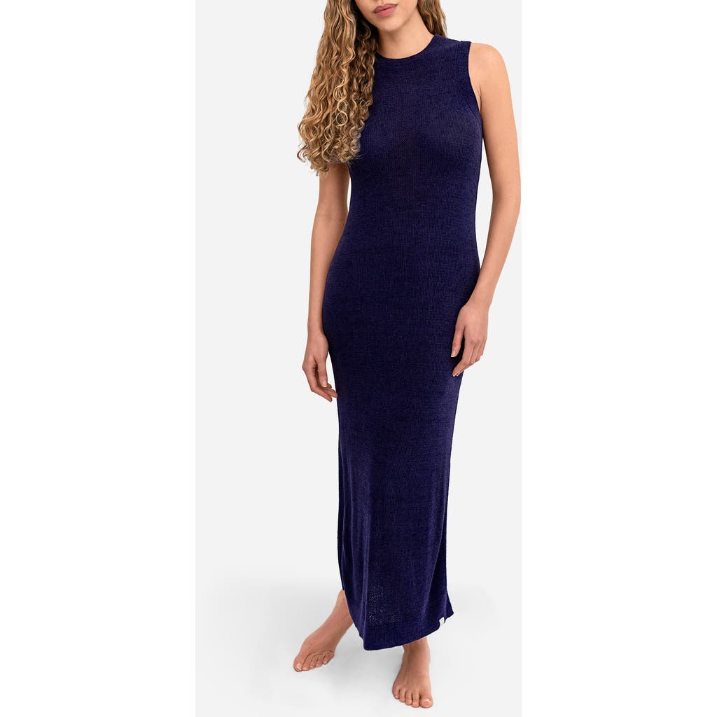 Sunday Citizen Knit Slit Hem Nightgown In Blue