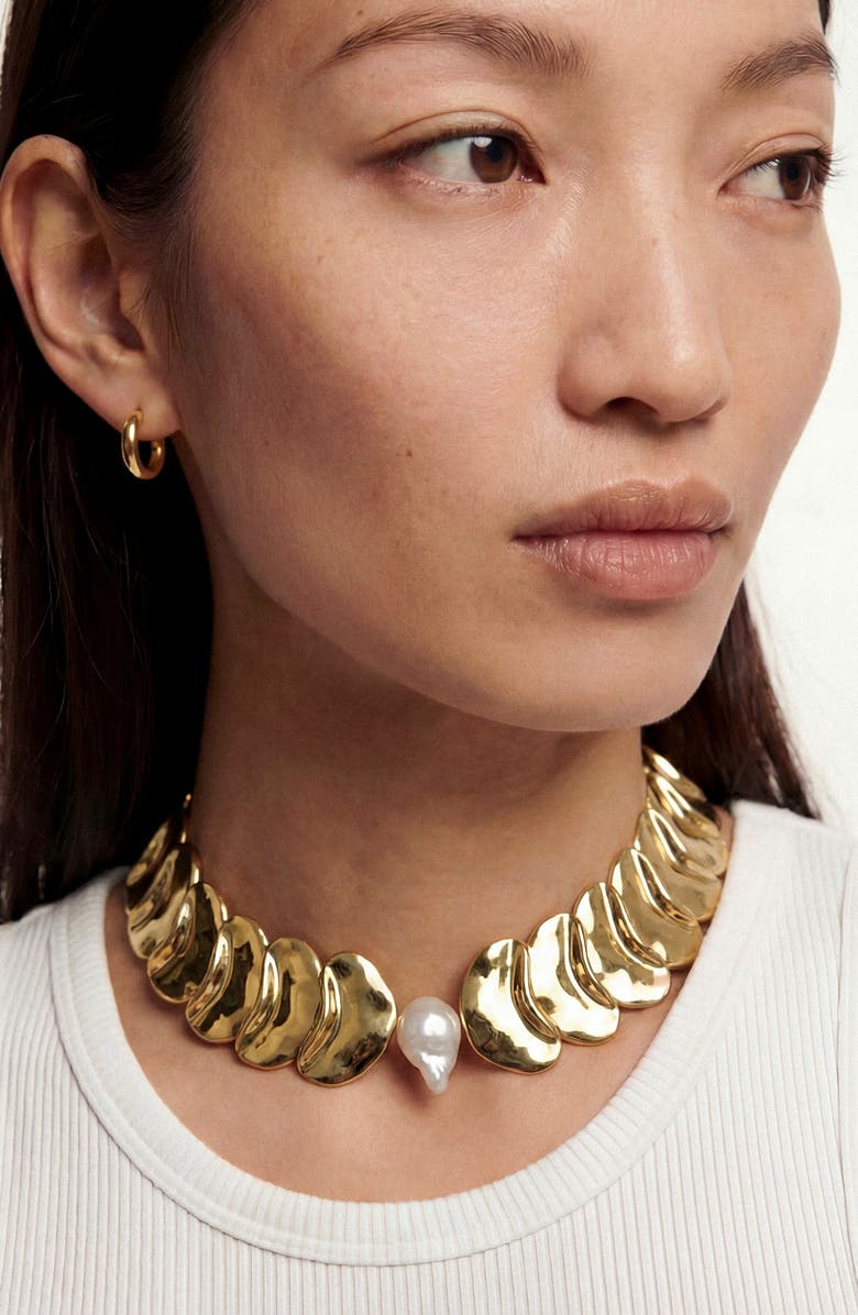 st. Moran Freshwater Pearl Statement Necklace, Alternate, color, White