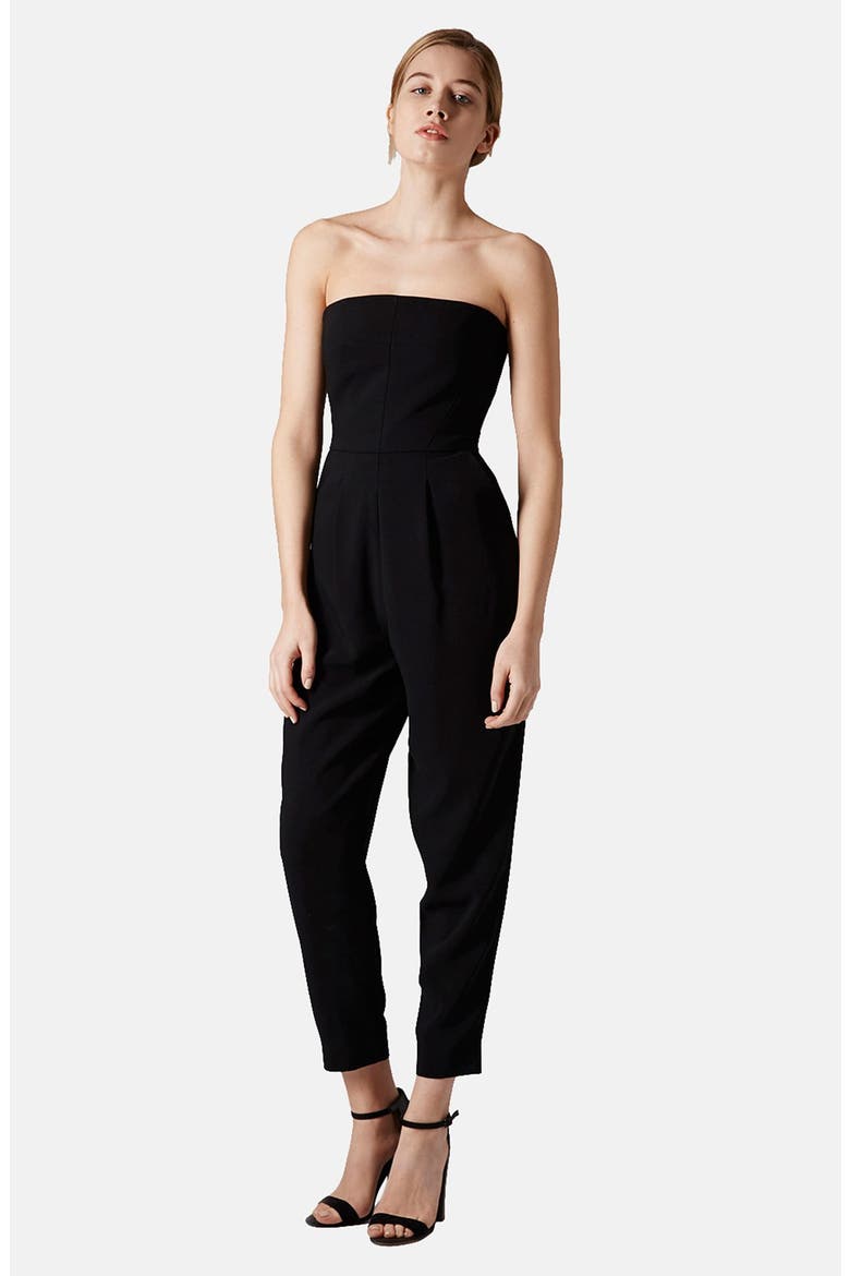 Tailored Strapless Jumpsuit, Main, color, BLACK