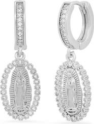 HMY JEWELRY 18K White Gold Plated Crystal Hoop Earrings