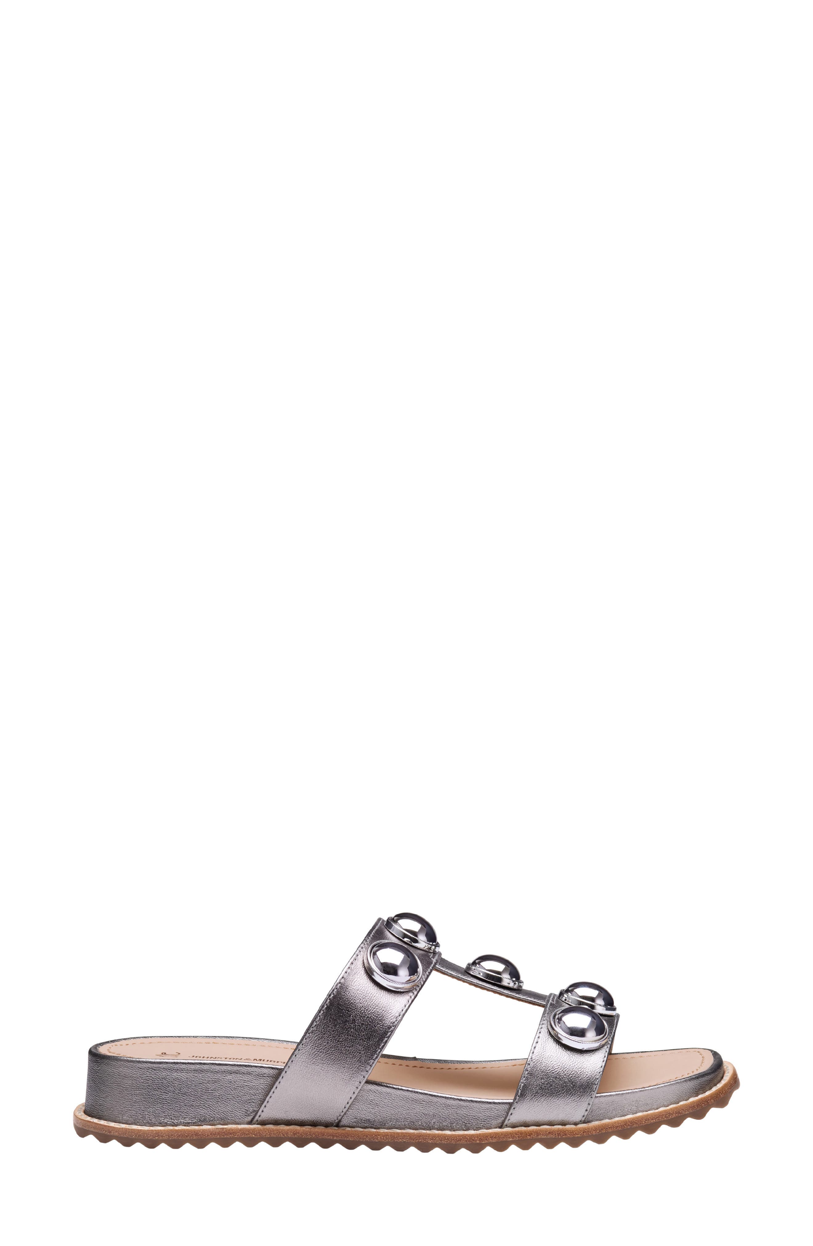 Johnston & Murphy Chandler Embellished Wedge Slide Sandal, Alternate, color, Pewter Metallic Sheepskin