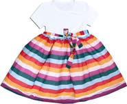JOE-ELLA Stripe Print Sash Dress