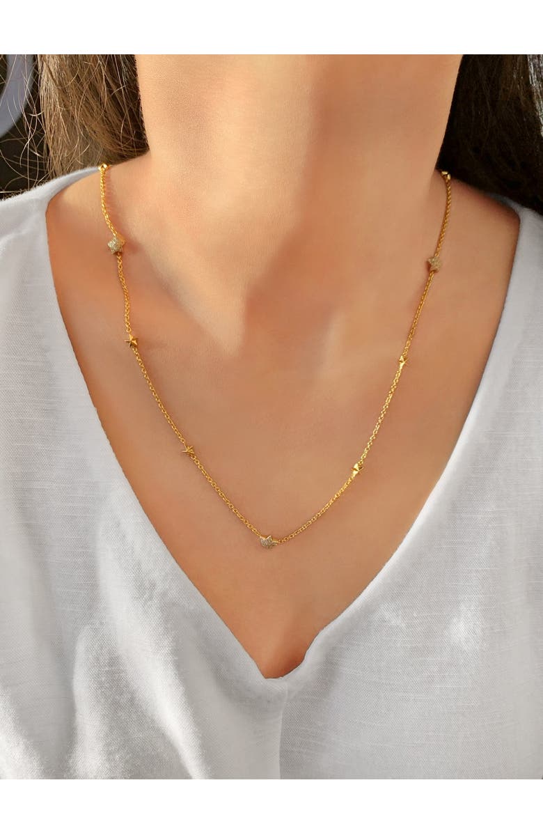 LuvMyJewelry Lucky Star Layered Sterling Silver Diamond Necklace, Alternate, color, 14Kt Gold Vermeil On Sterling