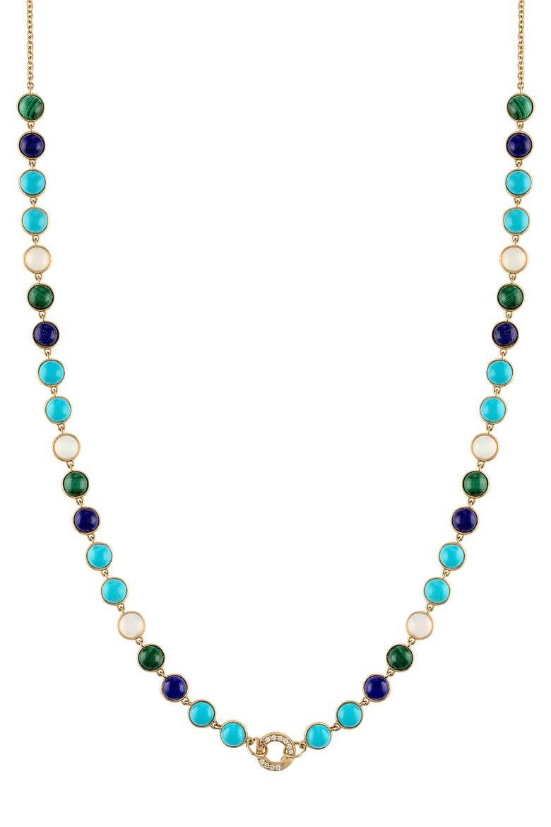 2023 Semiprecious Stone & Diamond Closure Necklace, Main, color, BLUES/ YELLOW GOLD