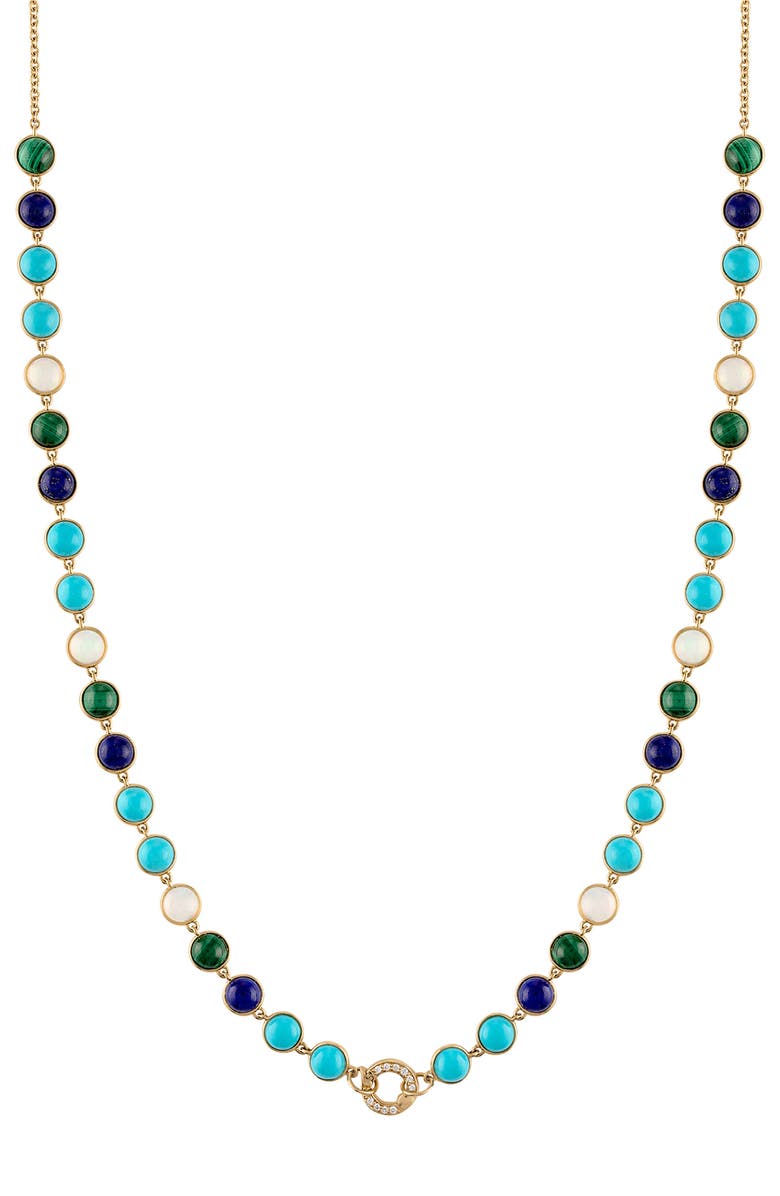 EDEN PRESLEY 2023 Semiprecious Stone & Diamond Closure Necklace, Main, color, Blues/ Yellow Gold