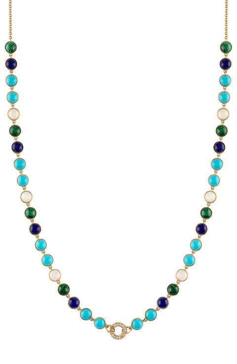 2023 Semiprecious Stone & Diamond Closure Necklace