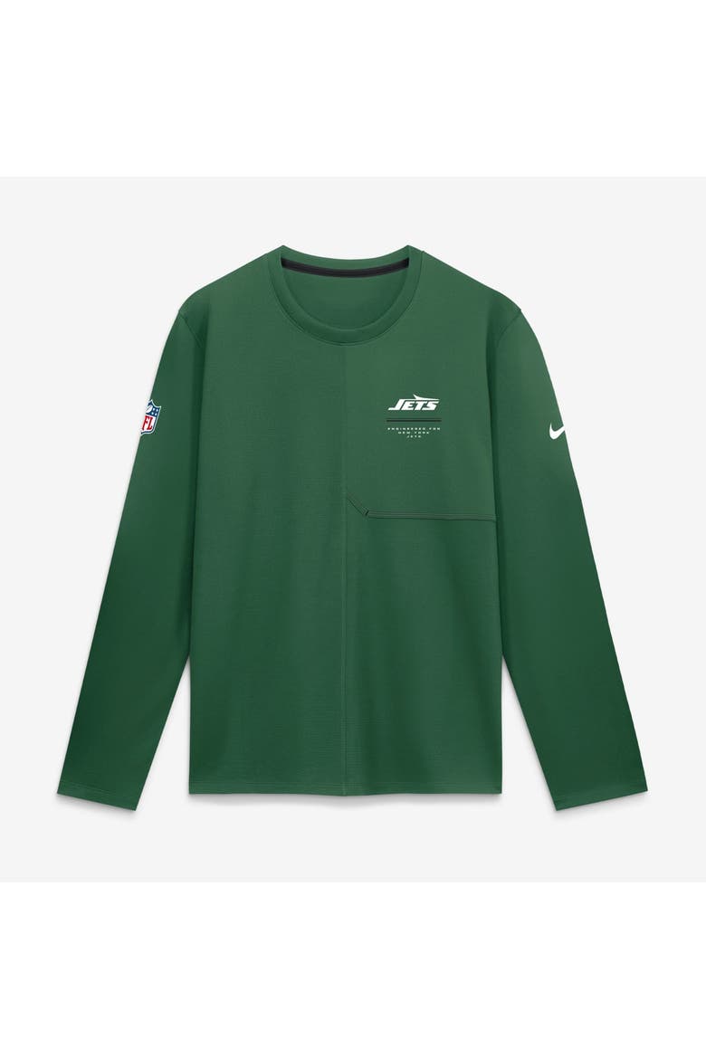 Men's Nike  Green New York Jets Sideline Coaches UV Dri-FIT Long Sleeve Shirt, Main, color, Green