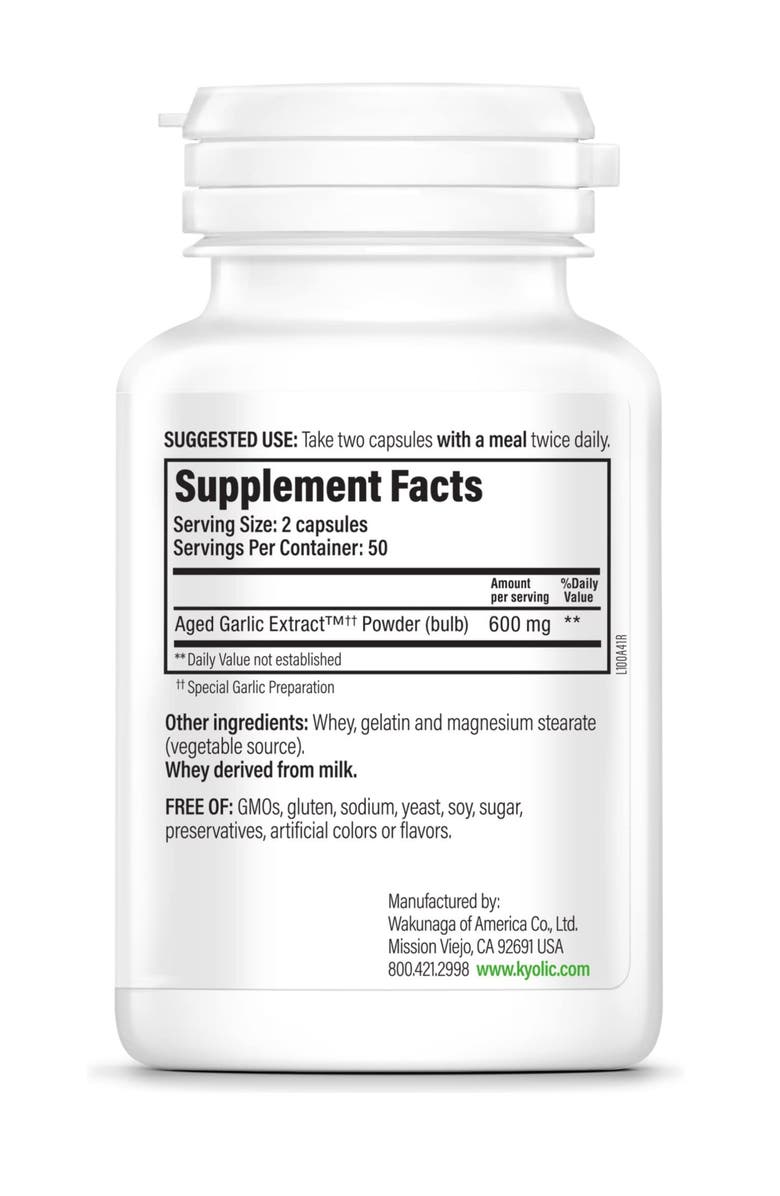Kyolic Aged Garlic Extract Formula 100, Cardiovascular Health, 100, capsules., Alternate, color, NO COLOR