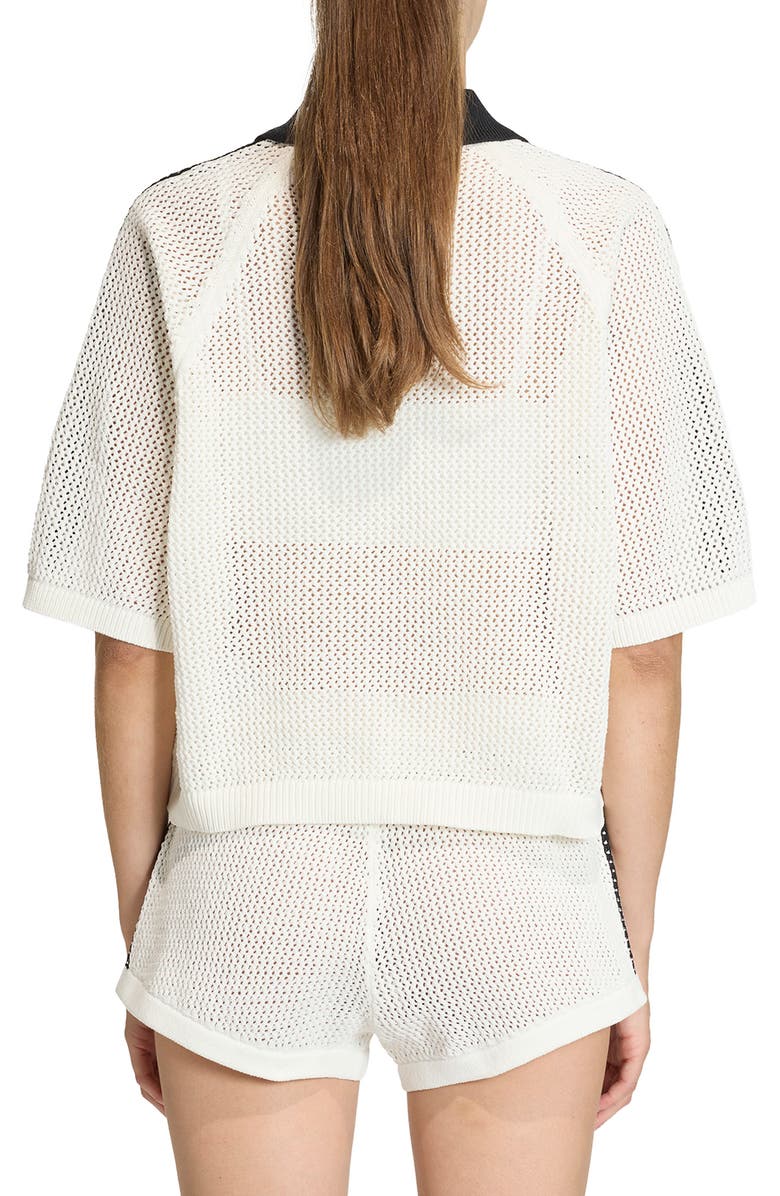 adidas Originals Open Stitch Polo Sweater, Alternate, color, Off White