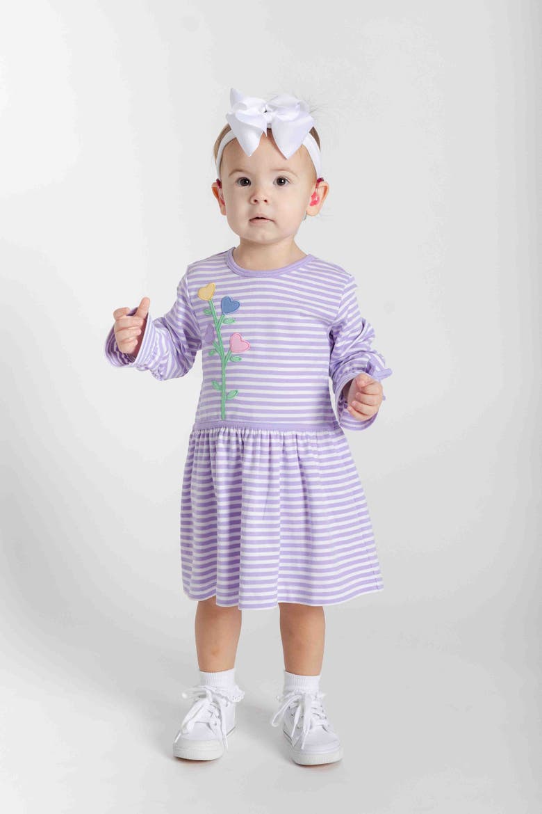 Knit Dress With Heart Flowers, Alternate, color, Light Purple, White
