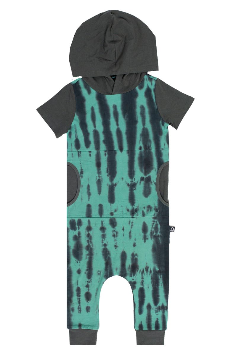 RAGS TO RACHES Tie Dye Hooded Short Sleeve Romper, Main, color, 