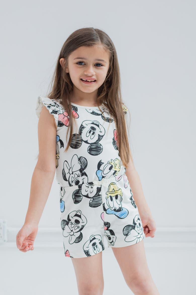 Sleeveless Skater Romper, Alternate, color, Mickey Mouse & Friends Pink