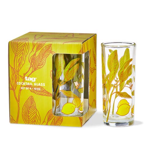 Tag Lavender Honey Lemon Drinking Glasses Set Of 6 Dishwasher Safe In Yellow