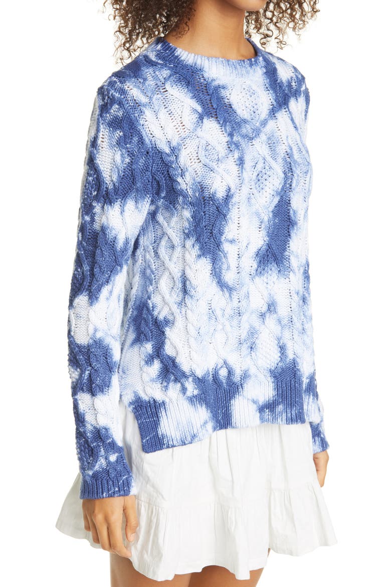 Tie Dye Cable Knit Sweater, Alternate, color, BLUE TIEDI