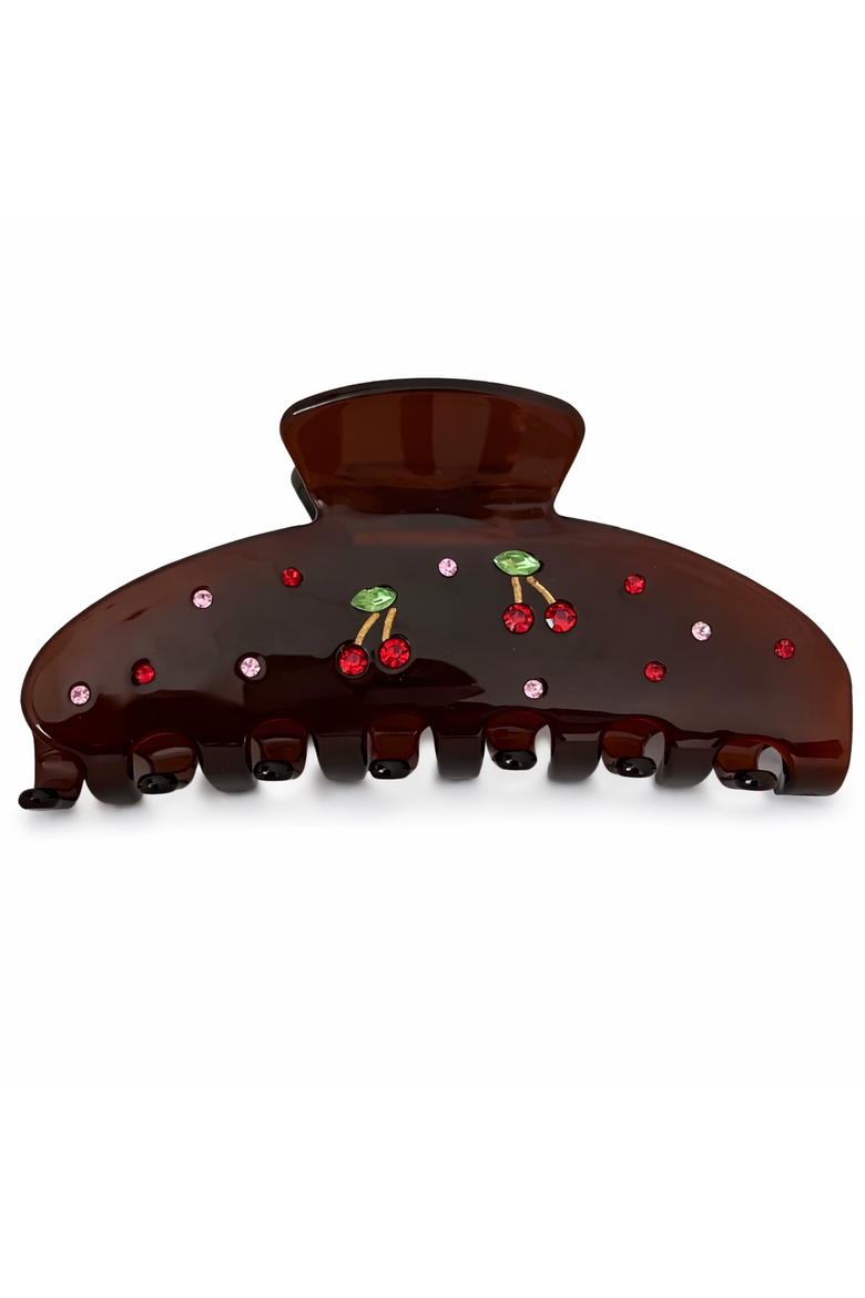 2pk Cherry Hair Claw Clips, Alternate, color, Brown