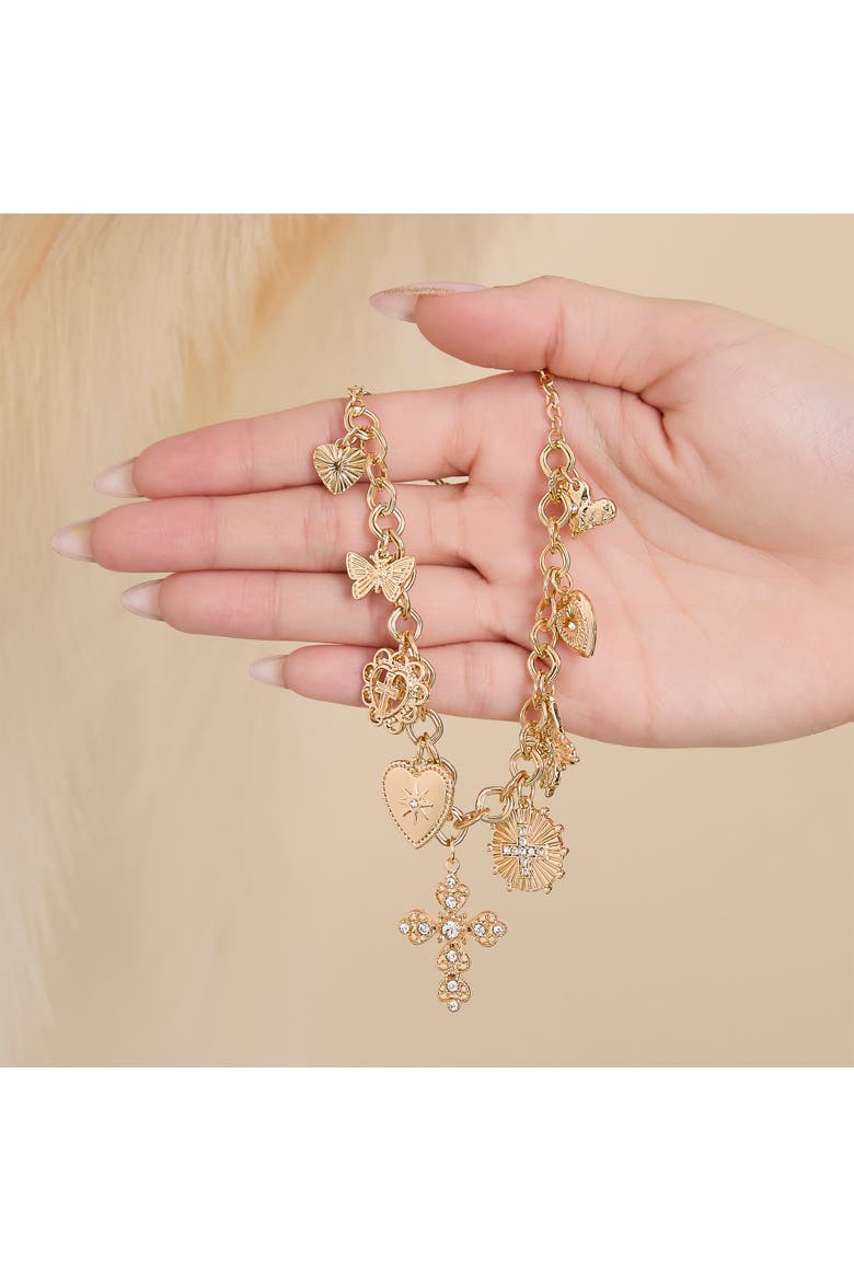 Gold Cross Necklace, Alternate, color, Gold